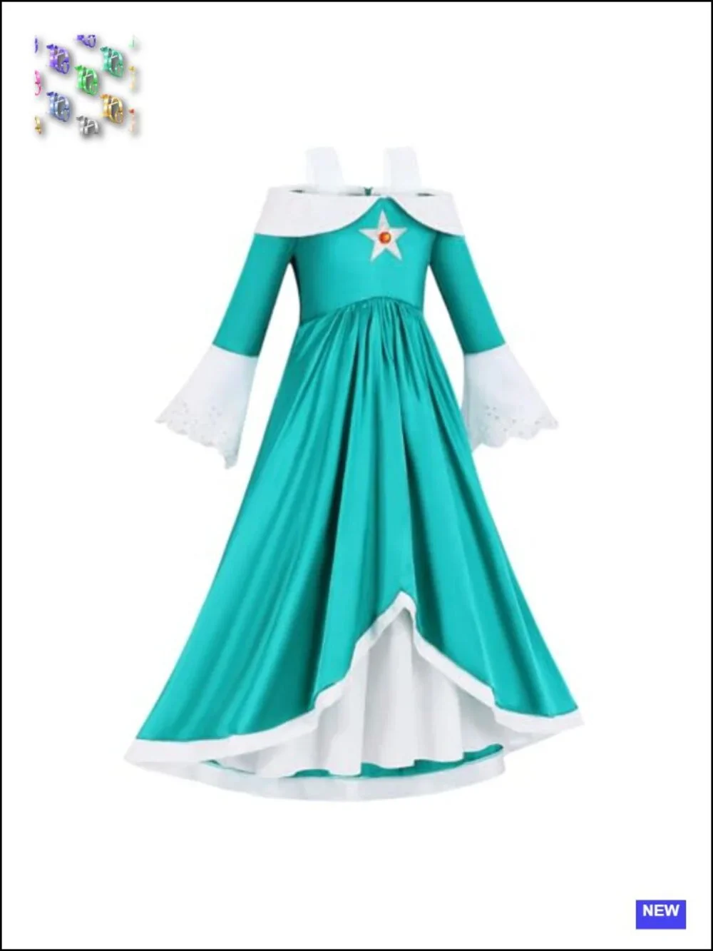 Girls Princess Galaxy Costume Set Maxi Dress with Wand & Crown
